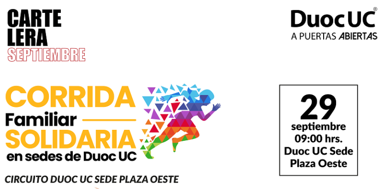 Duoc UC Plaza Oeste y municipalidad de Cerrillos invitan a la Gran Corrida Familiar Solidaria