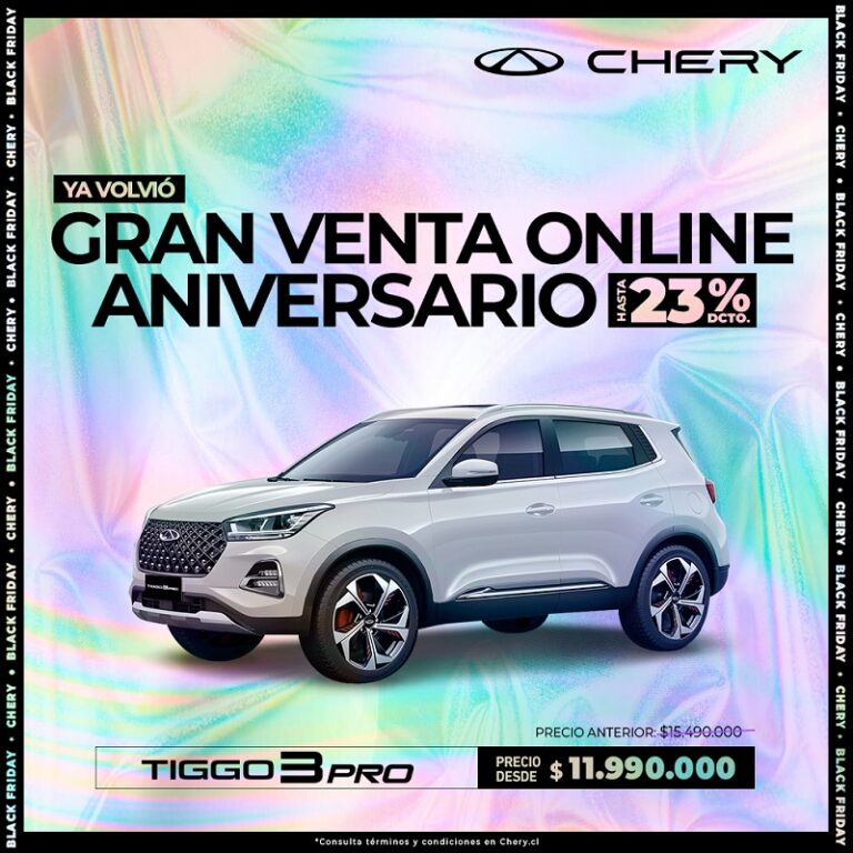 Chery celebra sus 17 años en Chile con gran venta online