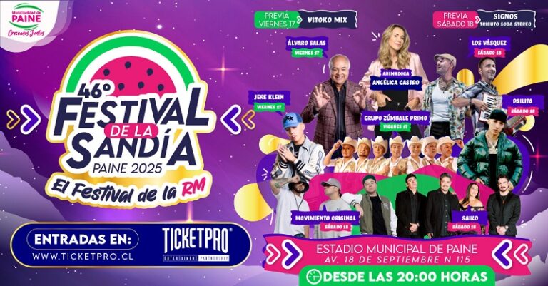 Parte el Festival de la Sandía 2025 en Paine y la parrilla de artistas es de alta calidad